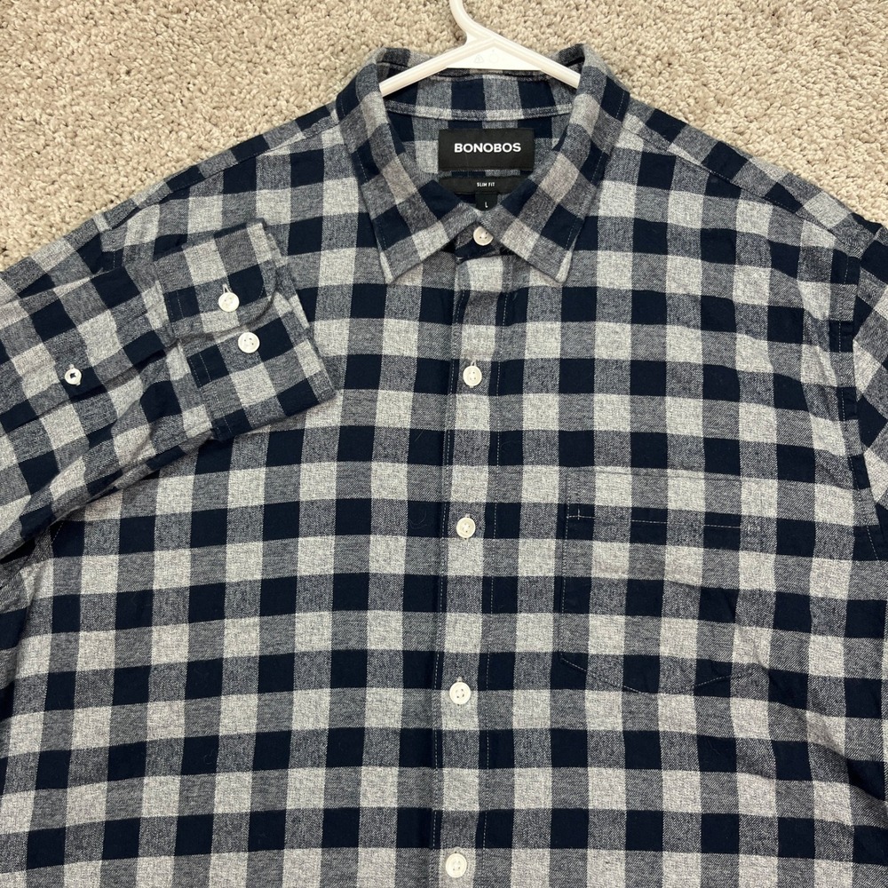 Bonobos Shirt Mens Large Slim Fit Long Sleeve Buffalo Plaid Button Down Flannel‎